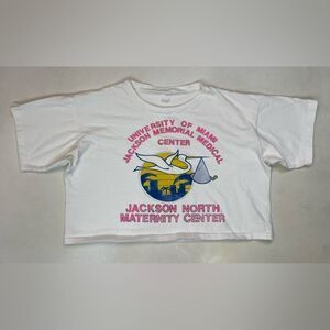 VINTAGE Jackson North Maternity Center Crop T-shirt Women XL 90s Single Stitch